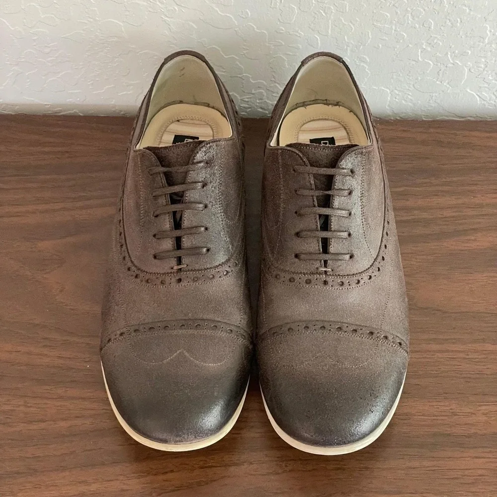 Dolce‎ & Gabbana Francesina Crosta Cera Oxford Men 8.5 Brown Suede Brogue